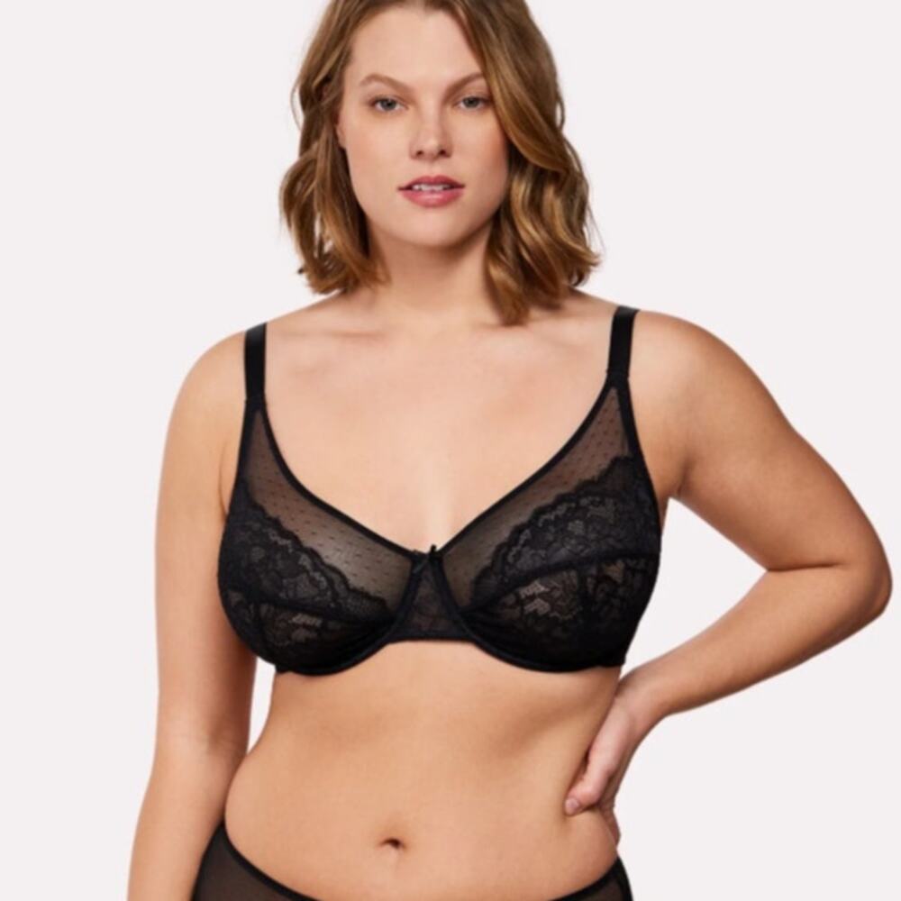 HSIA Enchante Black Lace Underwire Bra NWT 36DDD Full Coverage Unlined